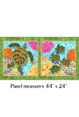 Andover Fabrics Reef, Sea Turtle Panel in Multi, 24” x 42” Fabric Panel