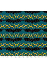 Rachel Hauer Storybook Halloween, Cosmic Stripe in Turquoise, Fabric Half-Yards