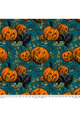 PD's Rachel Hauer Collection Storybook Halloween, Pumpkin Patch in Turquoise, Dinner Napkin