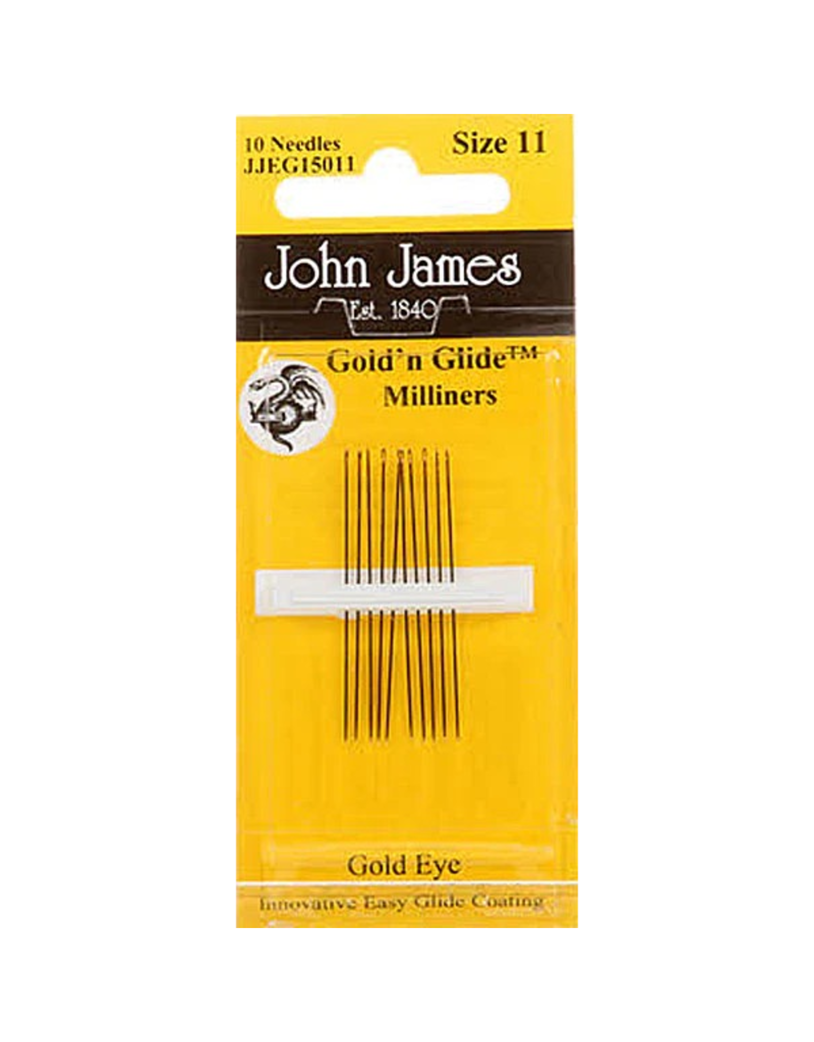 John James ON ORDER-John James, Gold Eye Milliner (Straw) Needles, size 11