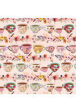 Mia Charro Autumn Friends, Fall Mugs in Pink, Fabric Half-Yards