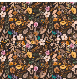 Mia Charro Autumn Friends, Autumn Evening in Dark Brown, Fabric Half-Yards