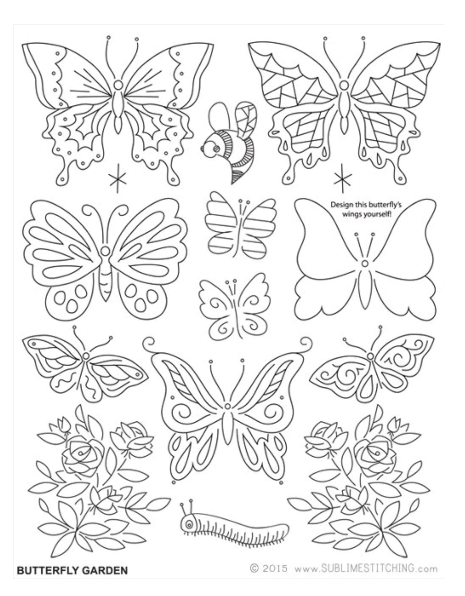 Sublime Stitching Embroidery Iron-On Transfers, Butterfly Garden