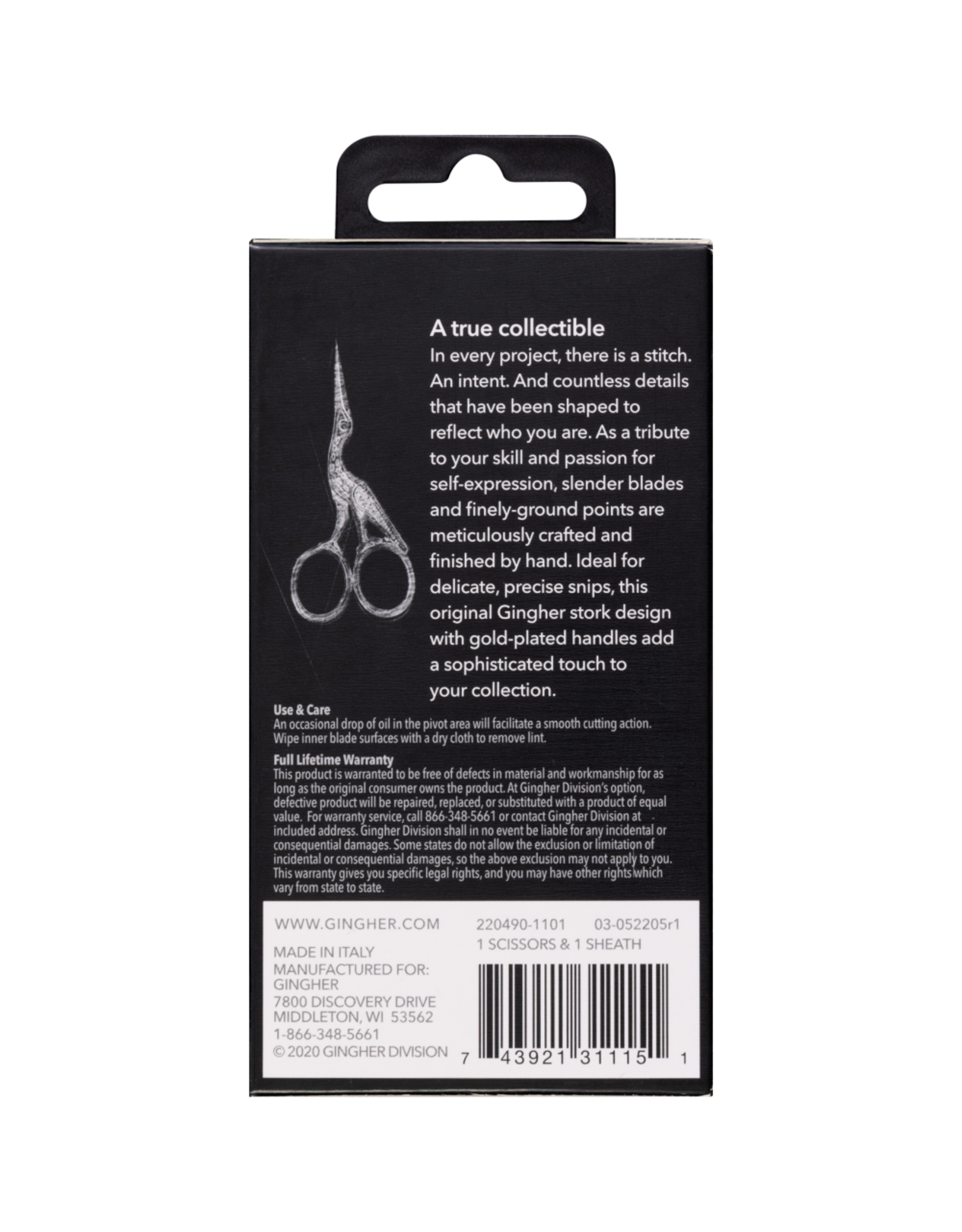 Gingher ON ORDER-Gingher 3 1/2” Stork Embroidery Scissors