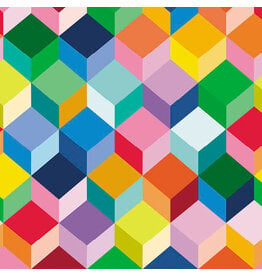 Windham Fabrics 108 Quilt Backs, Colorful Cubes in Multi, Fabric Half-Yards
