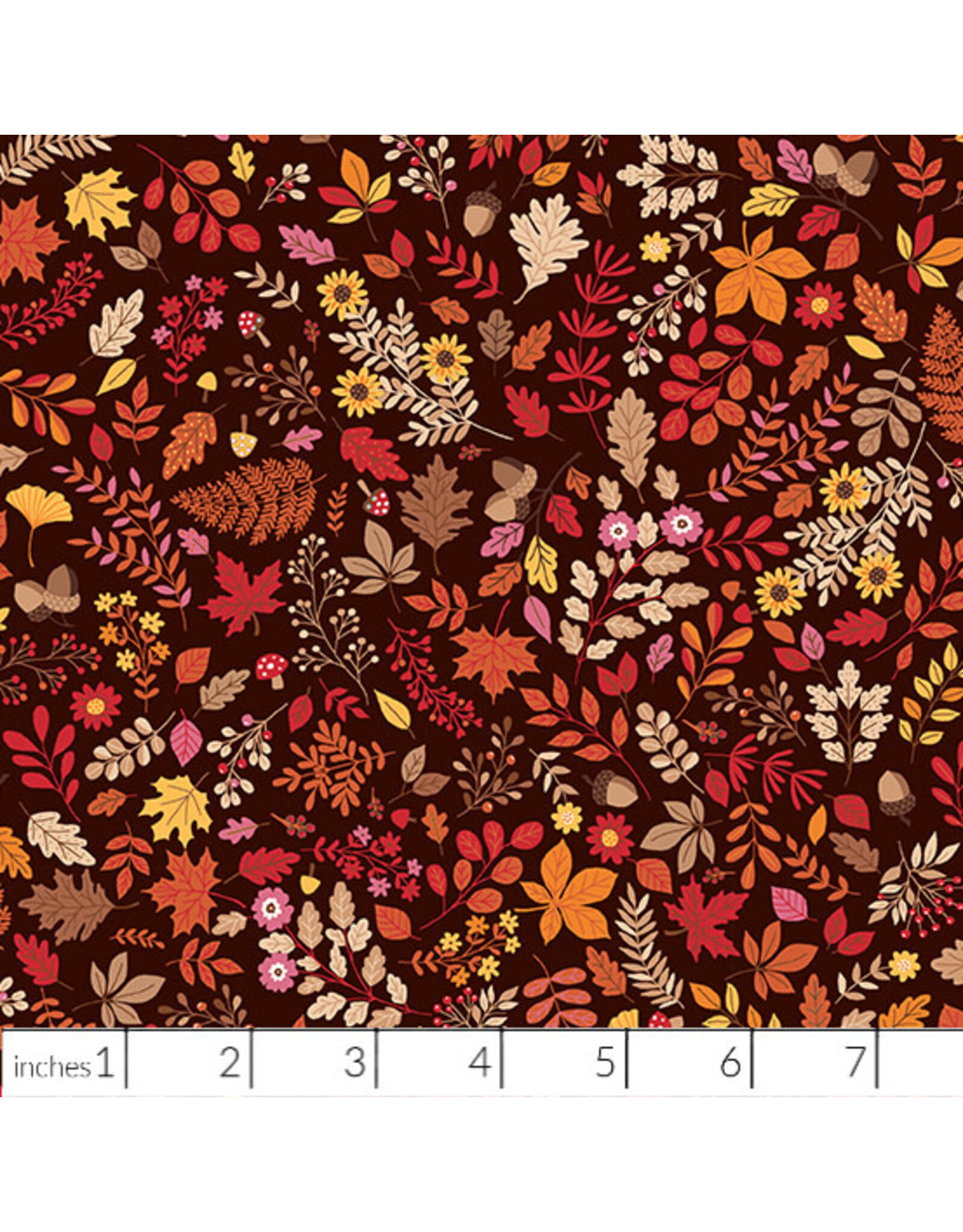 Andover Fabrics Autumn Days, Foliage in Brown, Fabric Half-Yards