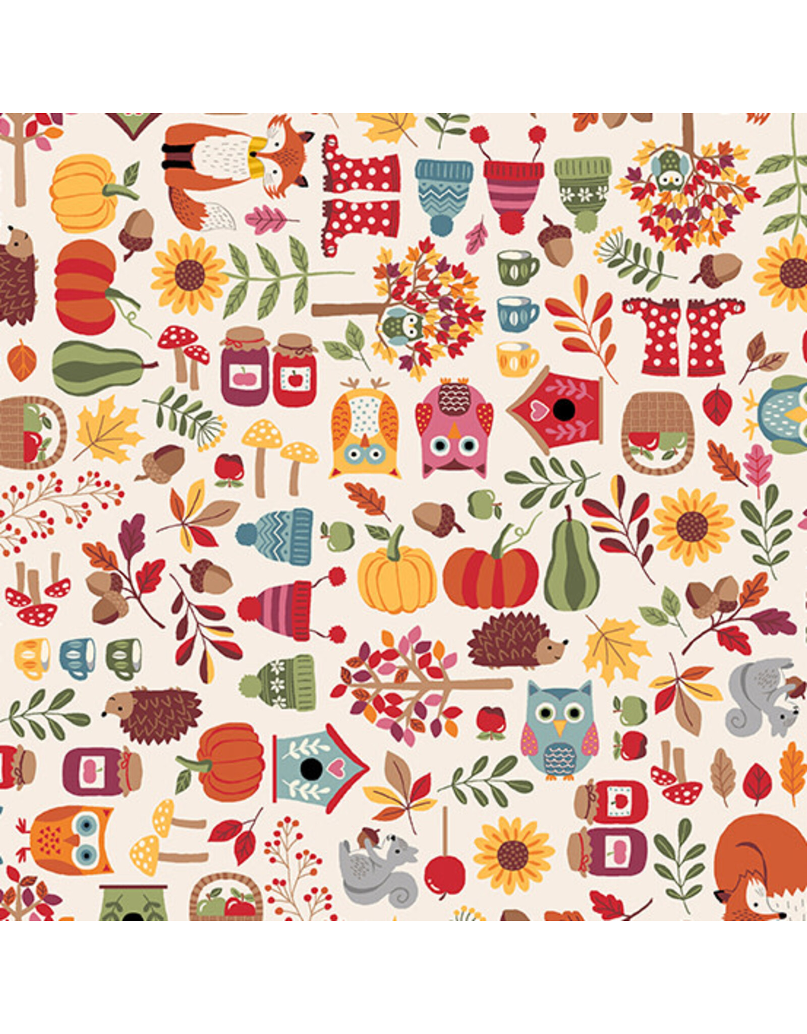 Andover Fabrics Autumn Days, Icons in Cream, Fabric Half-Yards