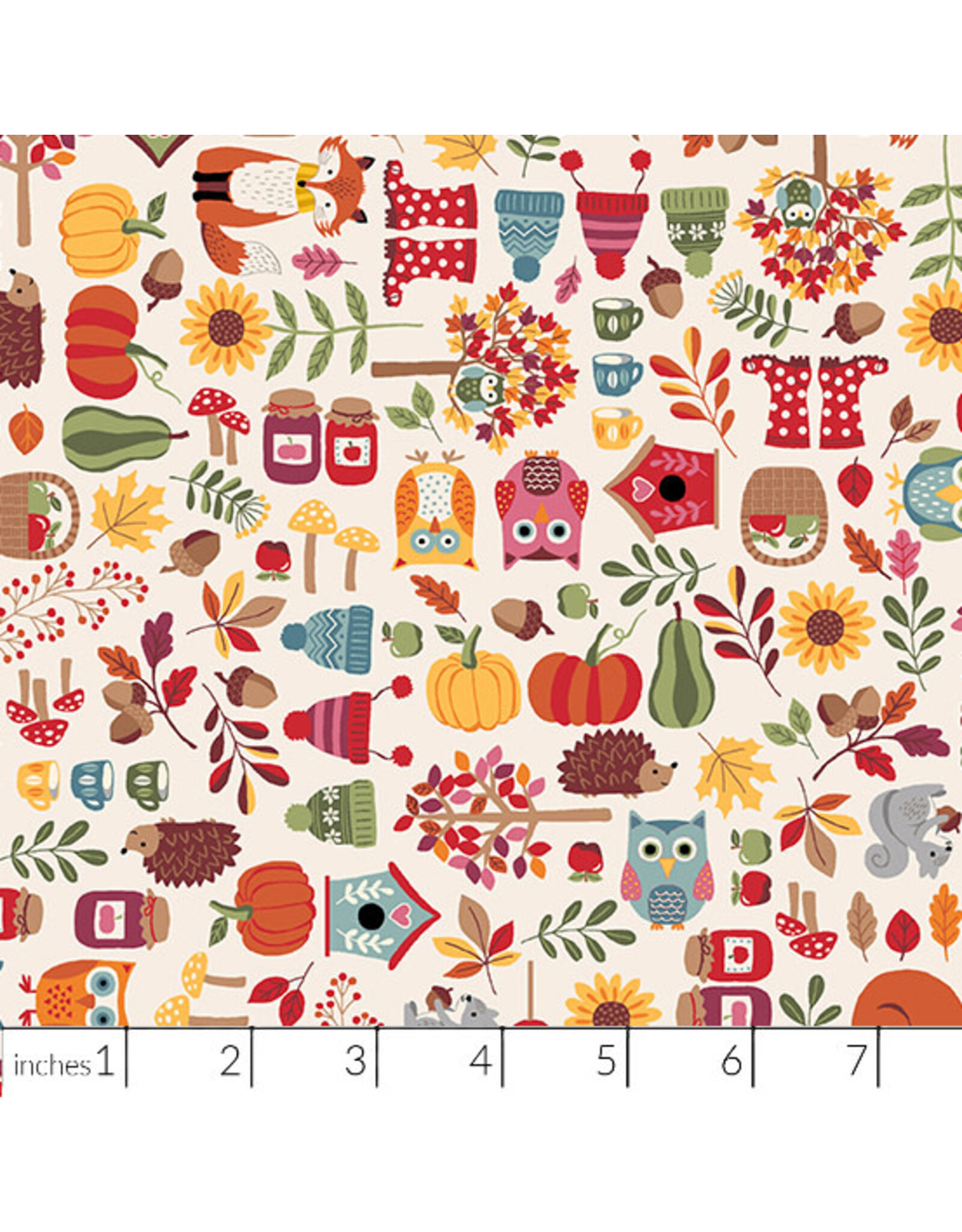 Andover Fabrics Autumn Days, Icons in Cream, Fabric Half-Yards