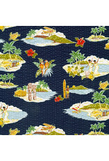 Sevenberry Plissé Collection, Tropical in Navy, Fabric Half-Yards