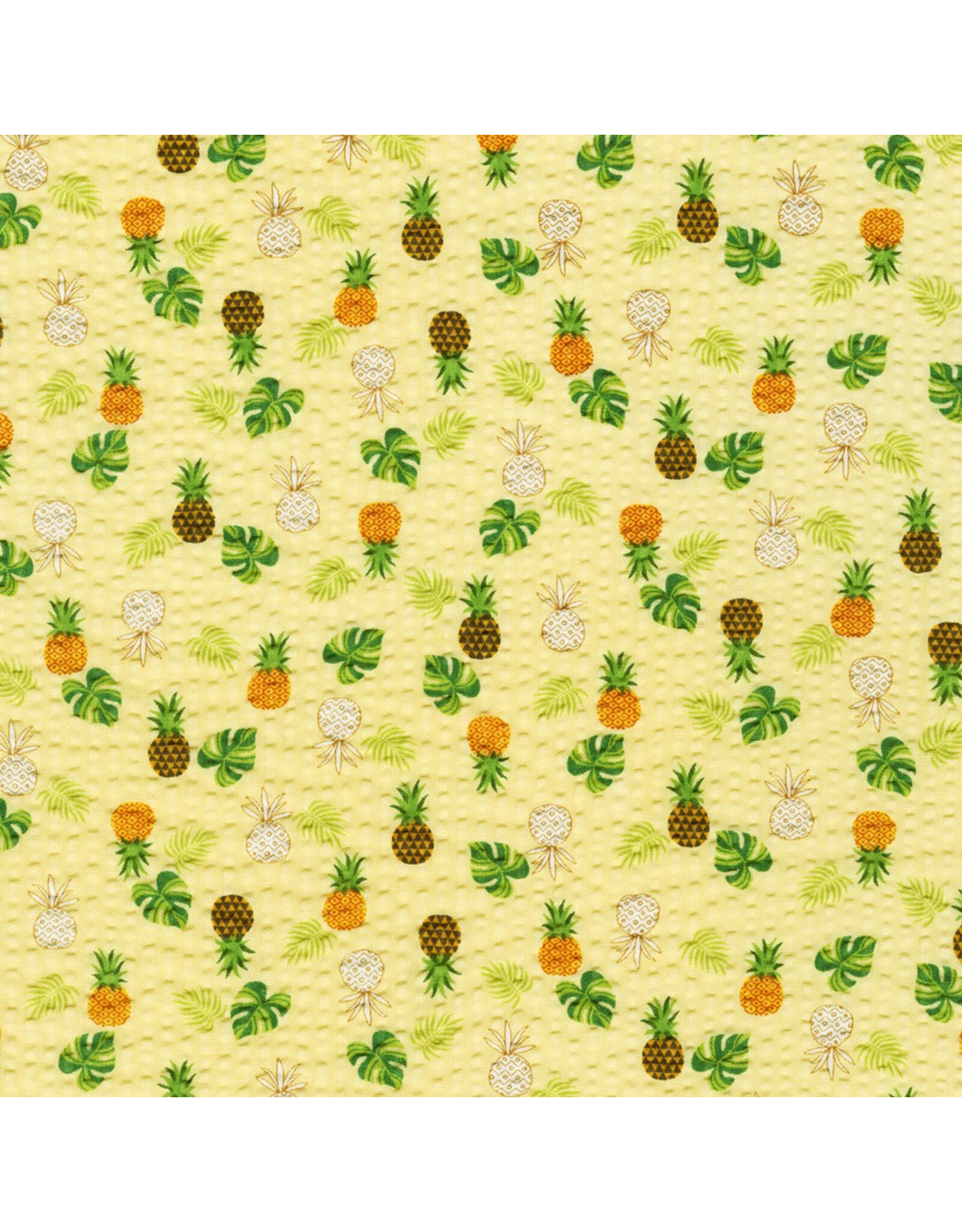 Sevenberry Plissé Collection, Pineapple in Yellow, Fabric Half-Yards