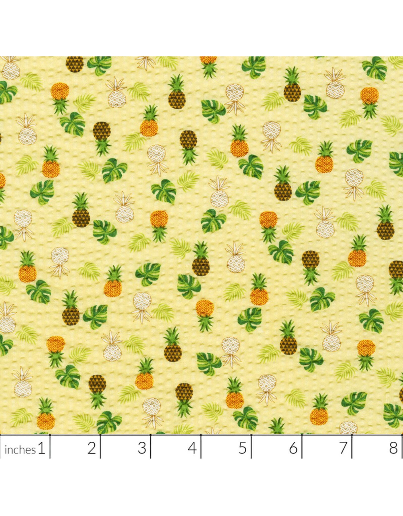 Sevenberry Plissé Collection, Pineapple in Yellow, Fabric Half-Yards