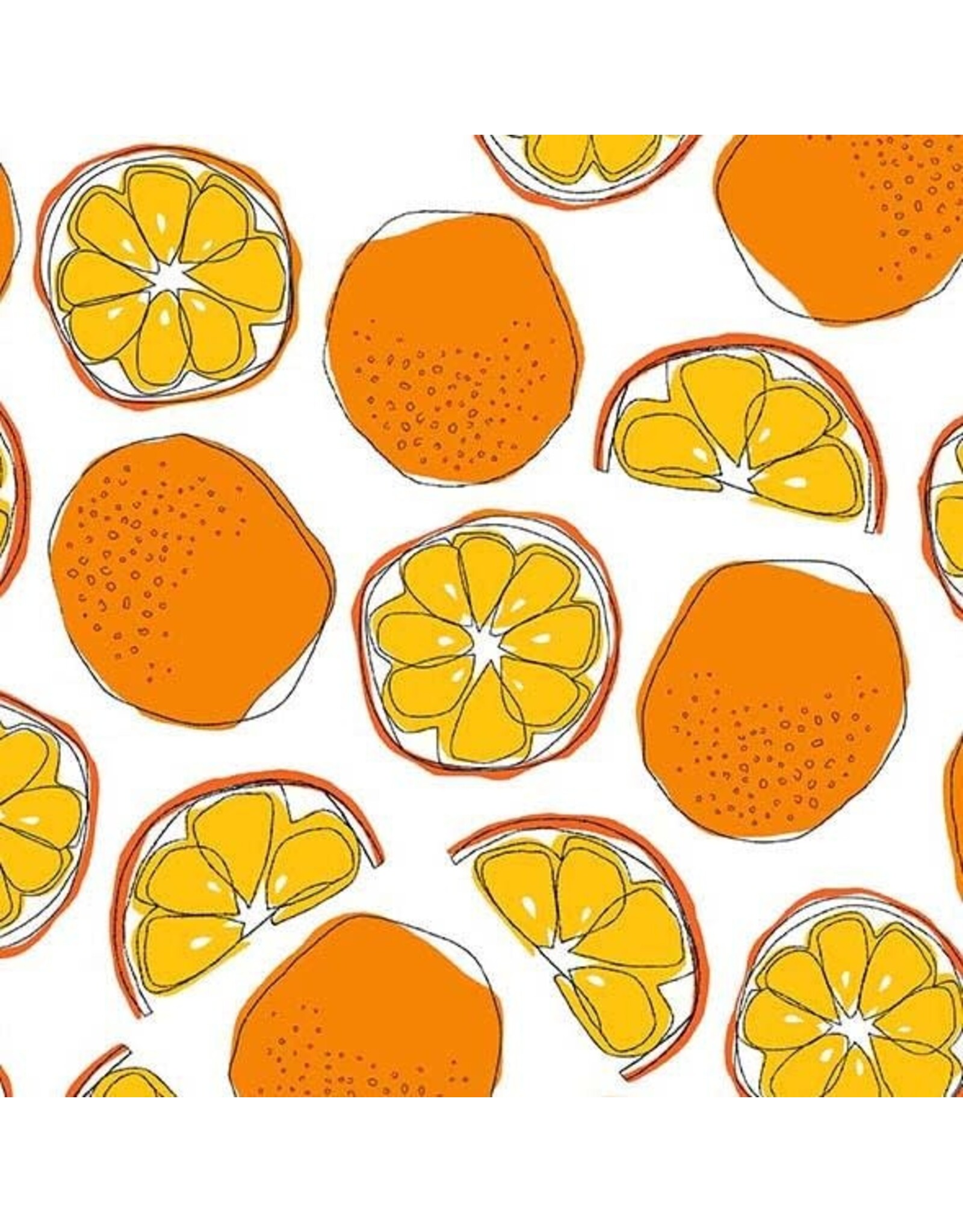 Michael Miller Fresh Fruit, Tangerines in Orange, Fabric Half-Yards