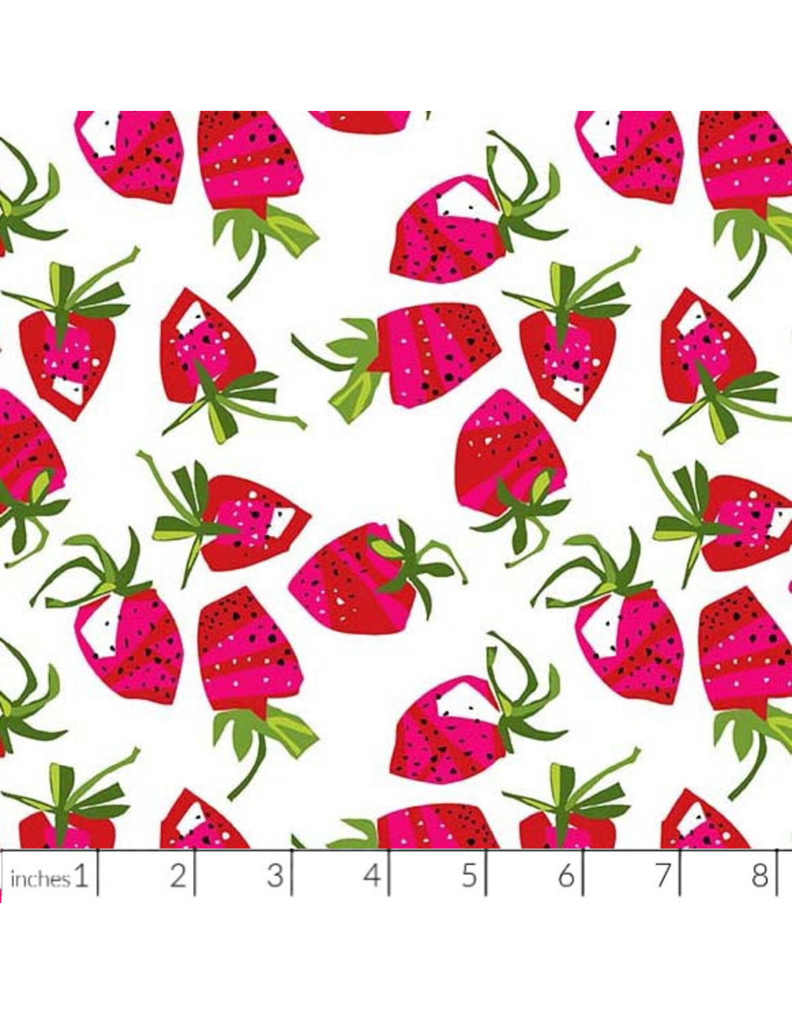 Michael Miller Fresh Fruit, Wild Strawberries in Red, Fabric Half-Yards