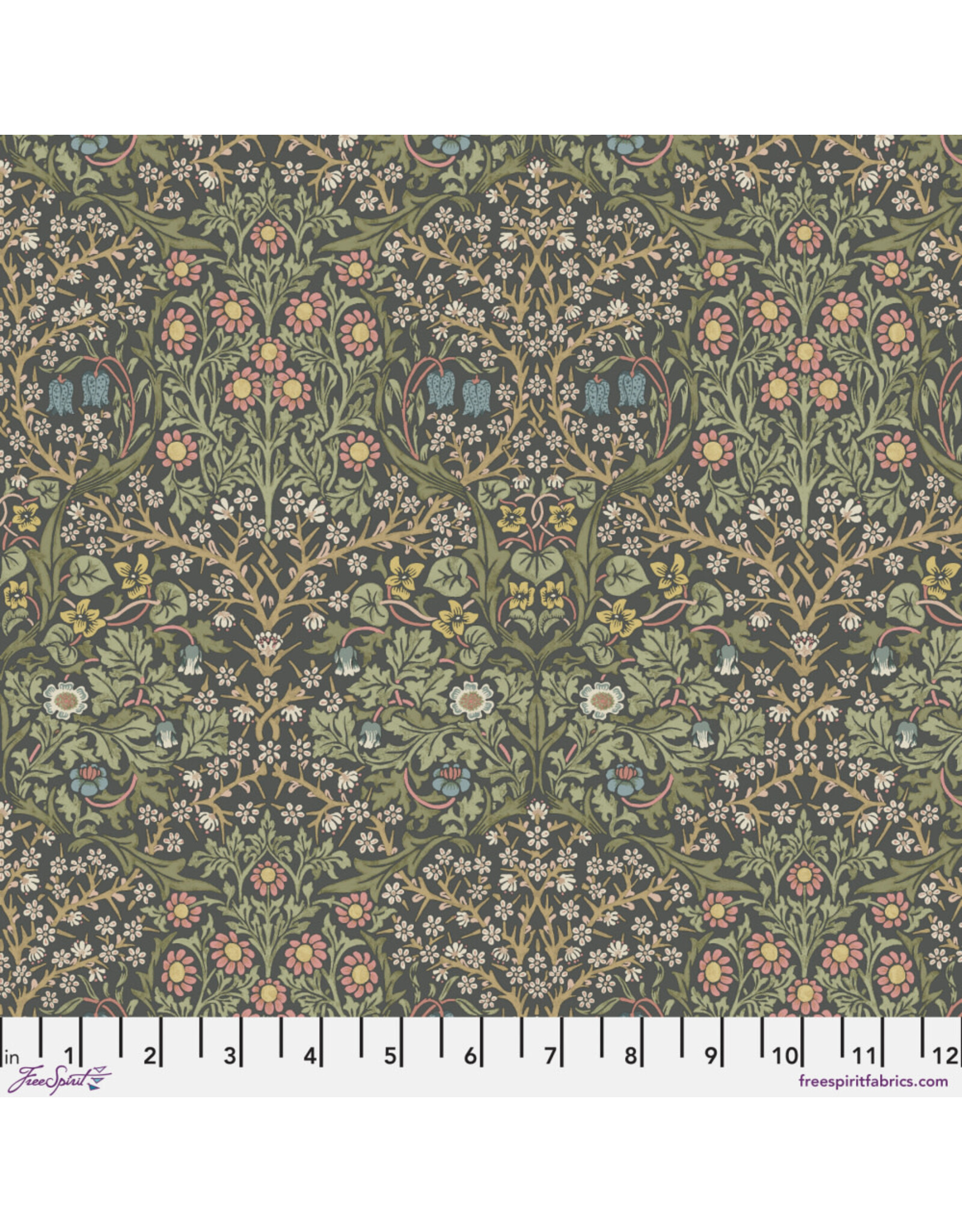 William Morris & Co. Morris & Co, Classics, Blackthorn in Charcoal, Fabric Half-Yards