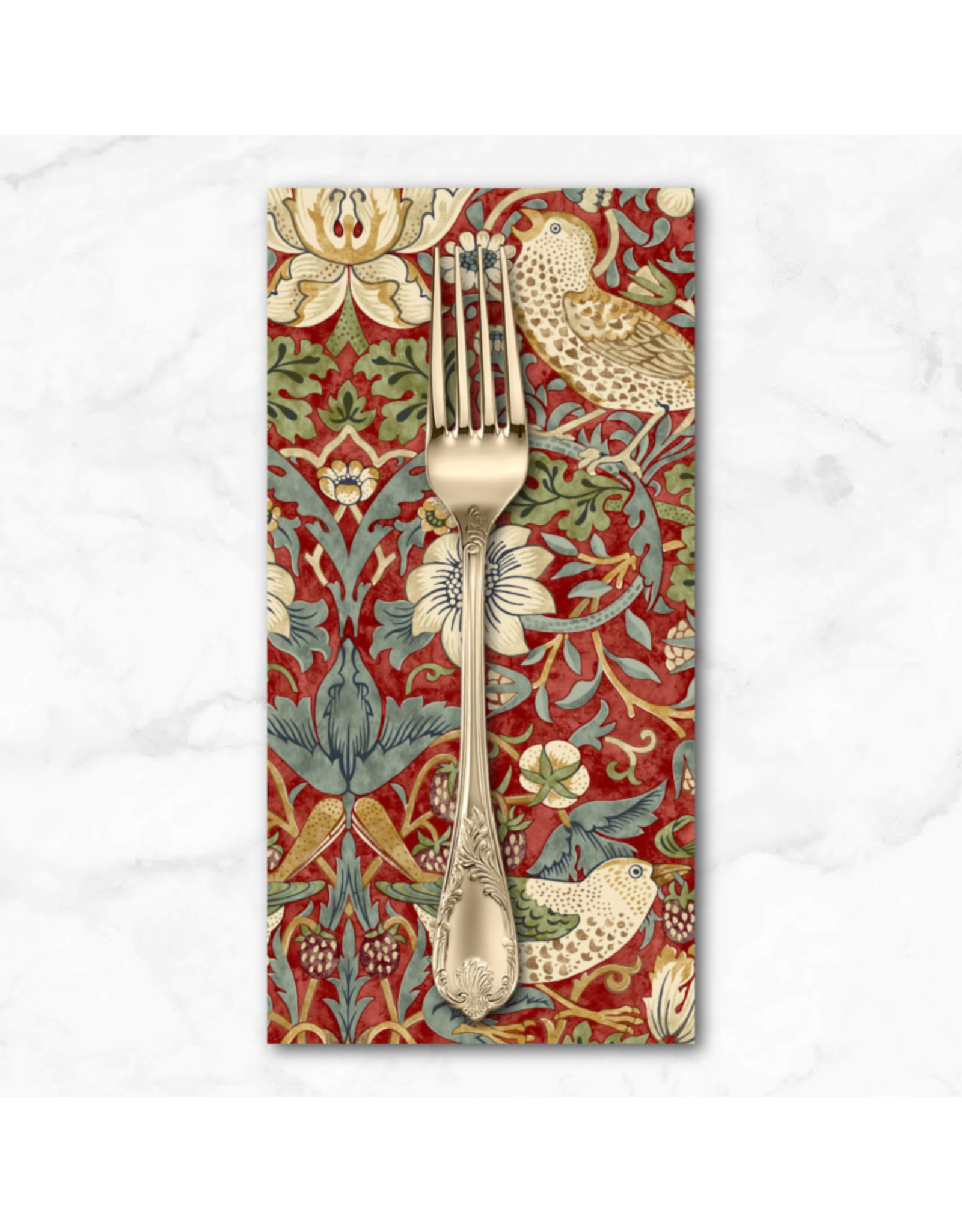 PD's William Morris Collection Morris & Co, Classics, Strawberry Thief  in Red, Dinner Napkin