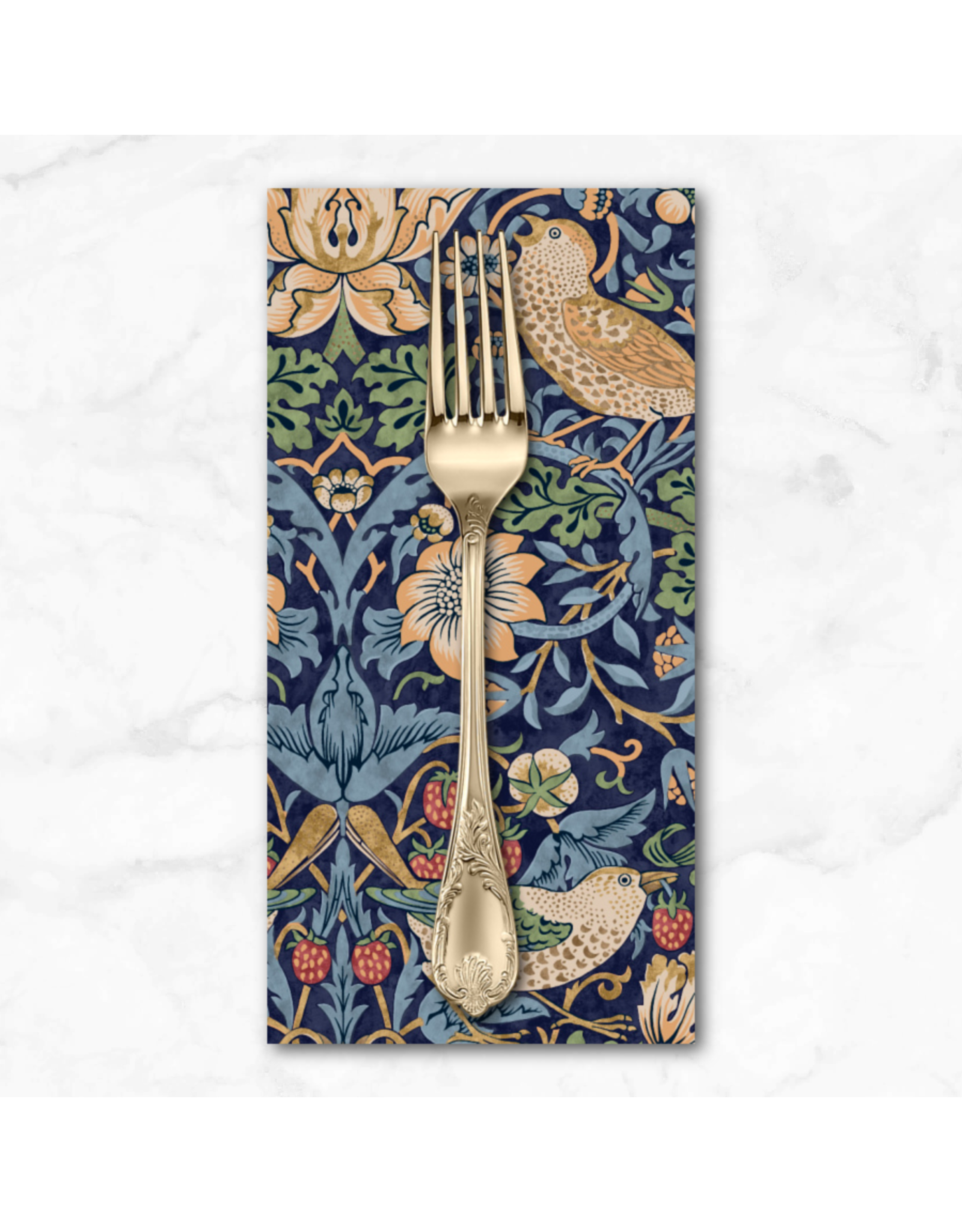 PD's William Morris Collection Morris & Co, Classics, Strawberry Thief in Navy, Dinner Napkin