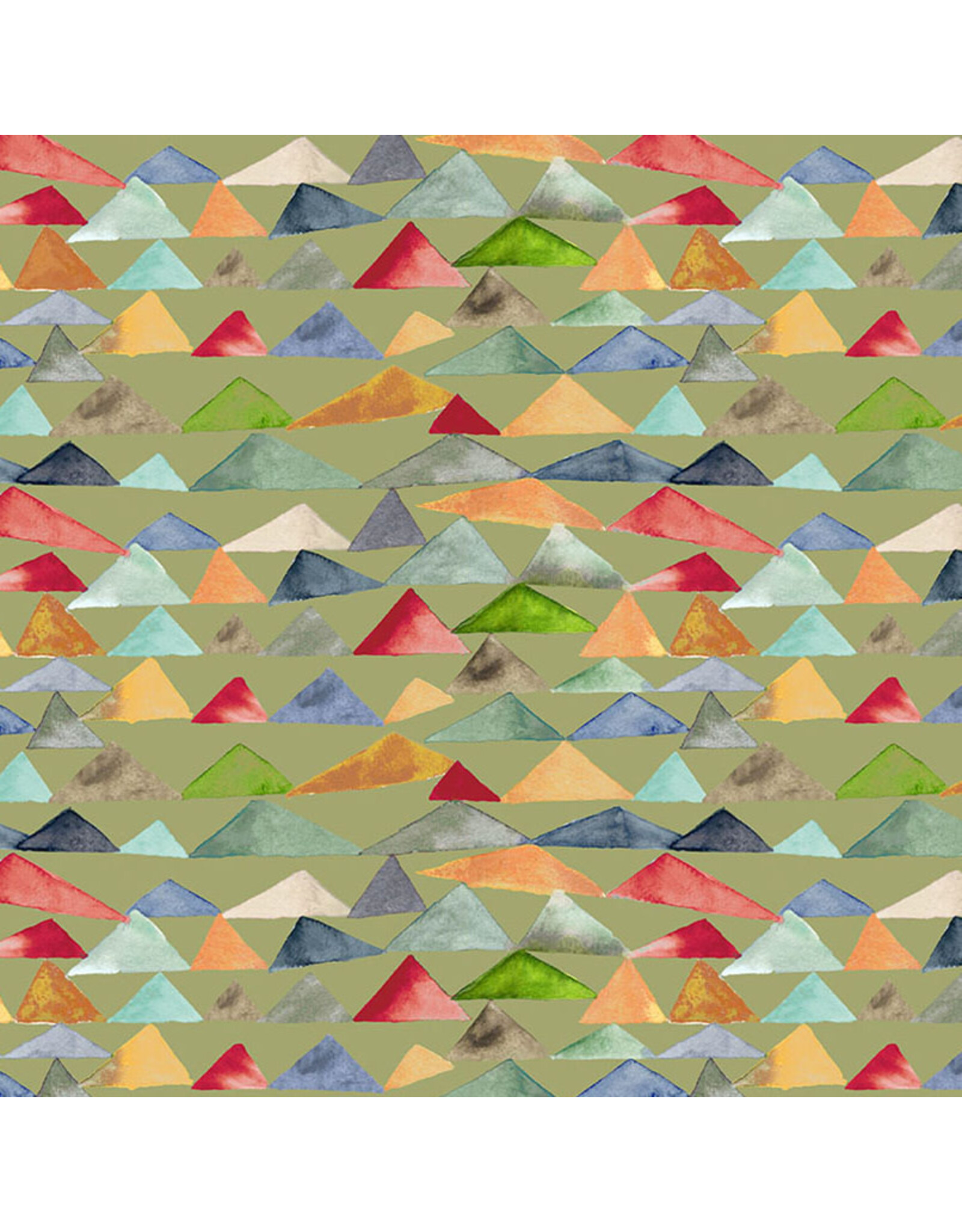 Windham Fabrics Connections, Triangle Rows in Green, Fabric Half-Yards