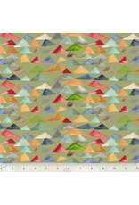 Windham Fabrics Connections, Triangle Rows in Green, Fabric Half-Yards