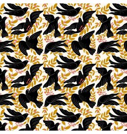 Dear Stella Flora & Fauna, Birds in Vanilla, Fabric Half-Yards