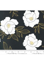 Alli K Design Gilded, Bold Blossoms in Ink with Gold Metallic, Fabric Half-Yards