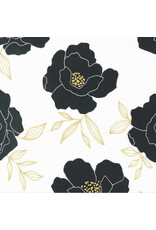 Alli K Design Gilded, Bold Blossoms in Paper with Gold Metallic, Fabric Half-Yards