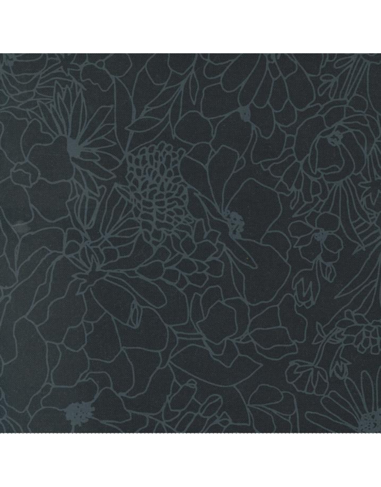 Alli K Design Gilded, Doodle Garden in Ink Black on Black, Fabric Half-Yards