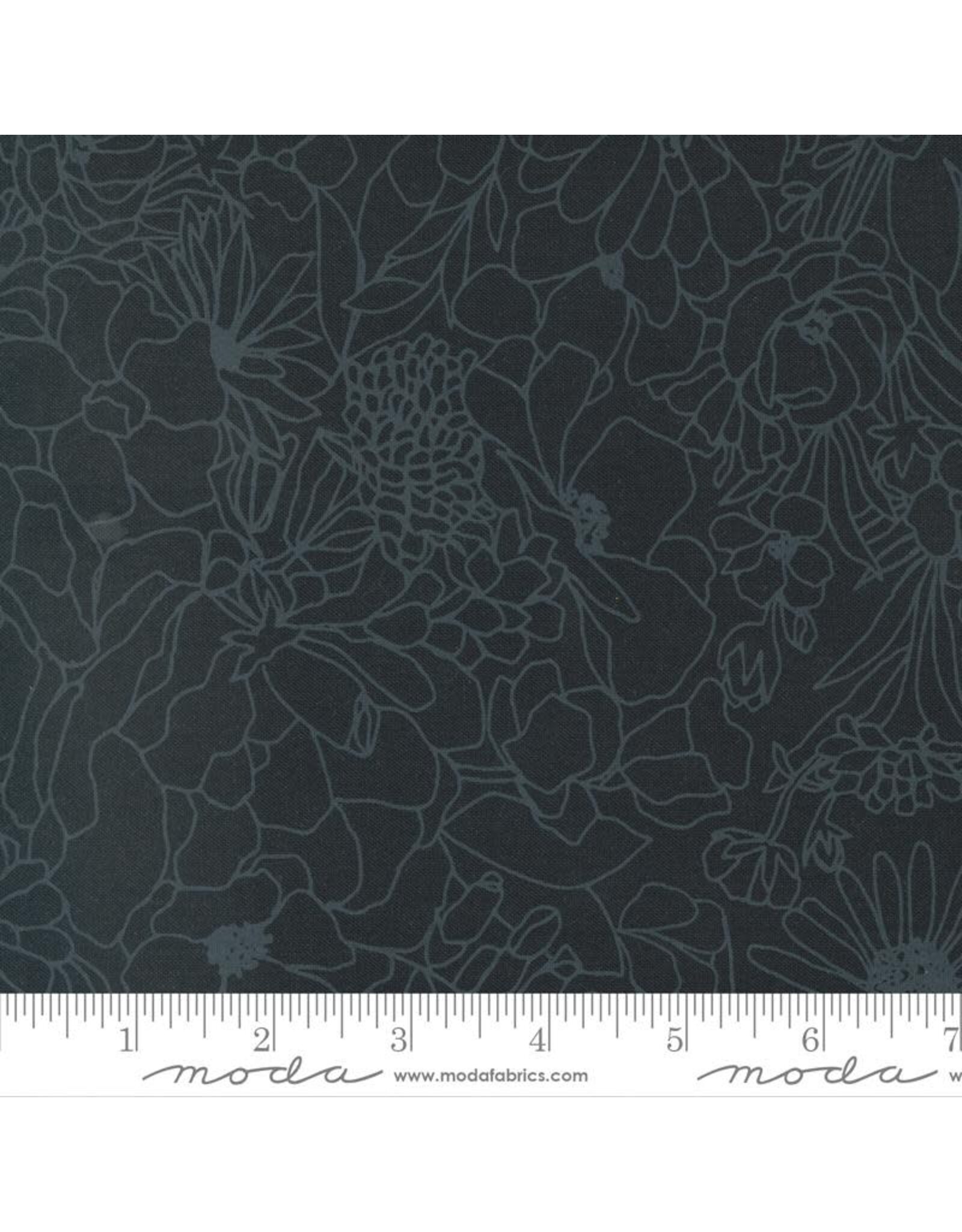 Alli K Design Gilded, Doodle Garden in Ink Black on Black, Fabric Half-Yards