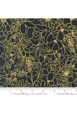 Alli K Design Gilded, Doodle Garden in Ink with Gold Metallic, Fabric Half-Yards