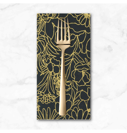 PD's Alli K Collection Gilded, Doodle Garden in Ink with Gold, Dinner Napkin