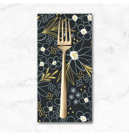 PD's Alli K Collection Gilded, Flower Arrangement in Ink with Gold, Dinner Napkin