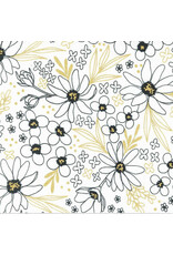 Alli K Design Gilded, Flower Arrangement in Paper with Gold Metallic, Fabric Half-Yards