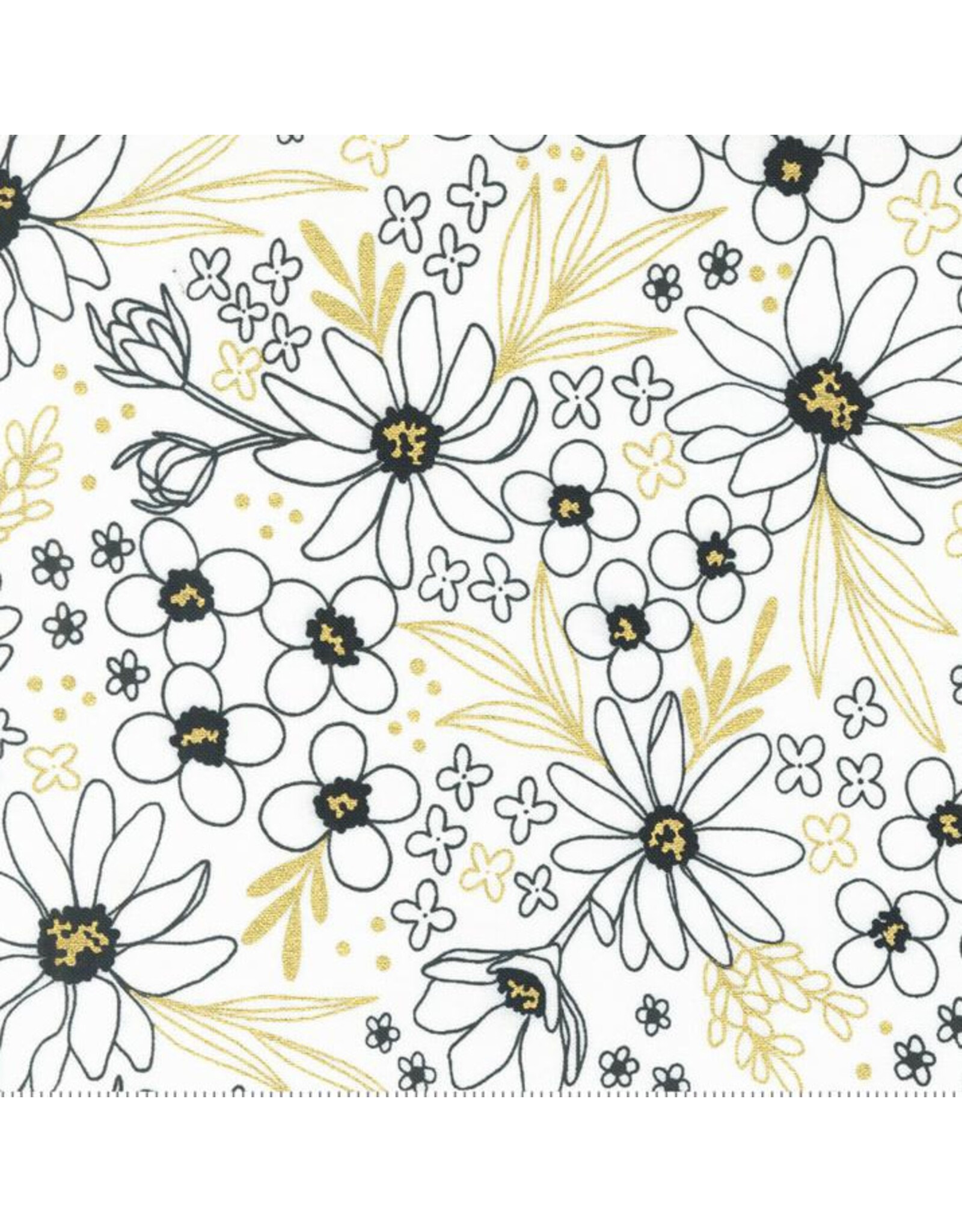 Alli K Design Gilded, Flower Arrangement in Paper with Gold Metallic, Fabric Half-Yards