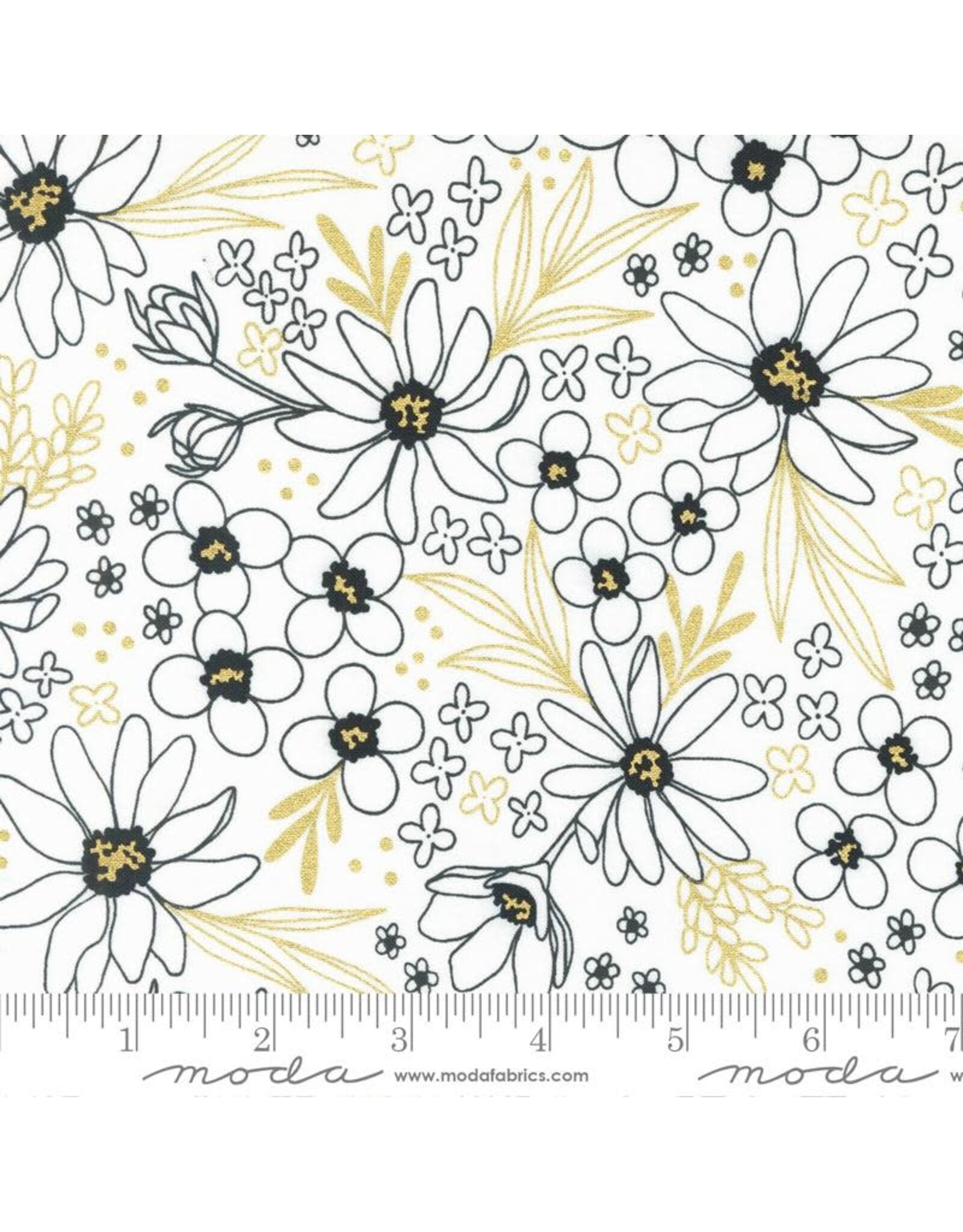 Alli K Design Gilded, Flower Arrangement in Paper with Gold Metallic, Fabric Half-Yards