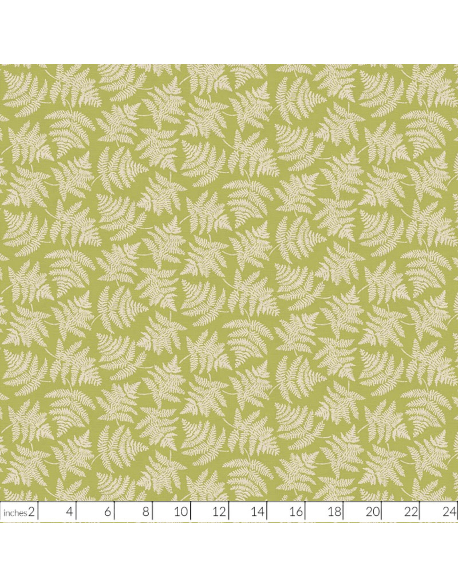 Paintbrush Studio Organic Double Gauze, Scattered Ferns in Green, Fabric Half-Yards