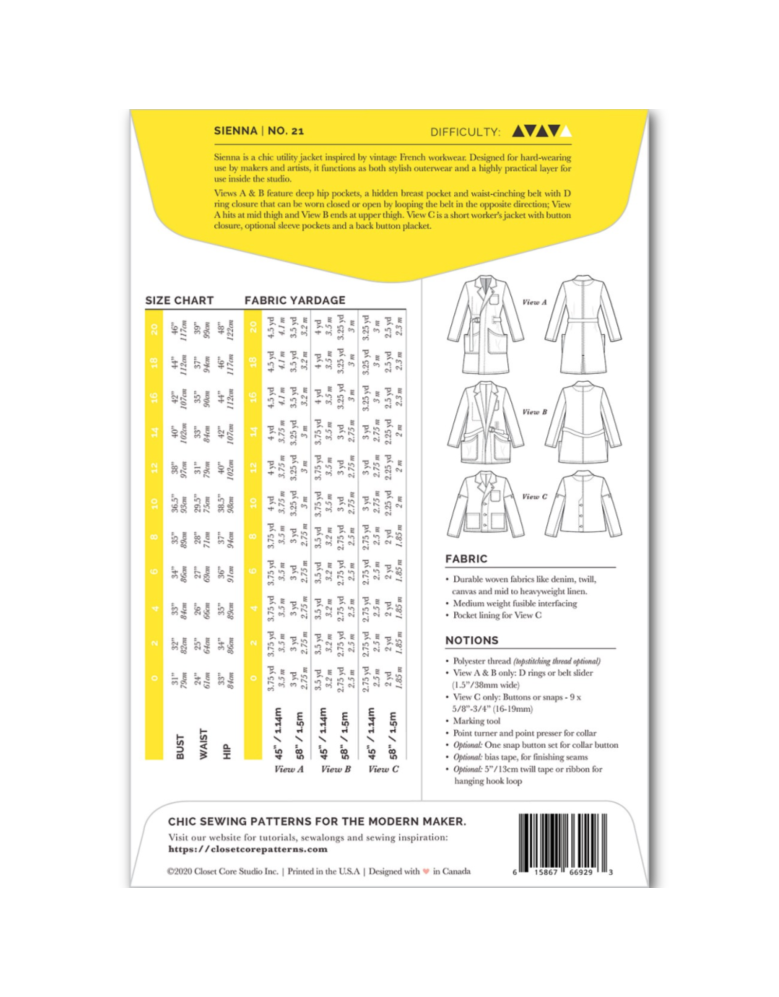 Closet Core Patterns Sienna Maker Jacket Pattern