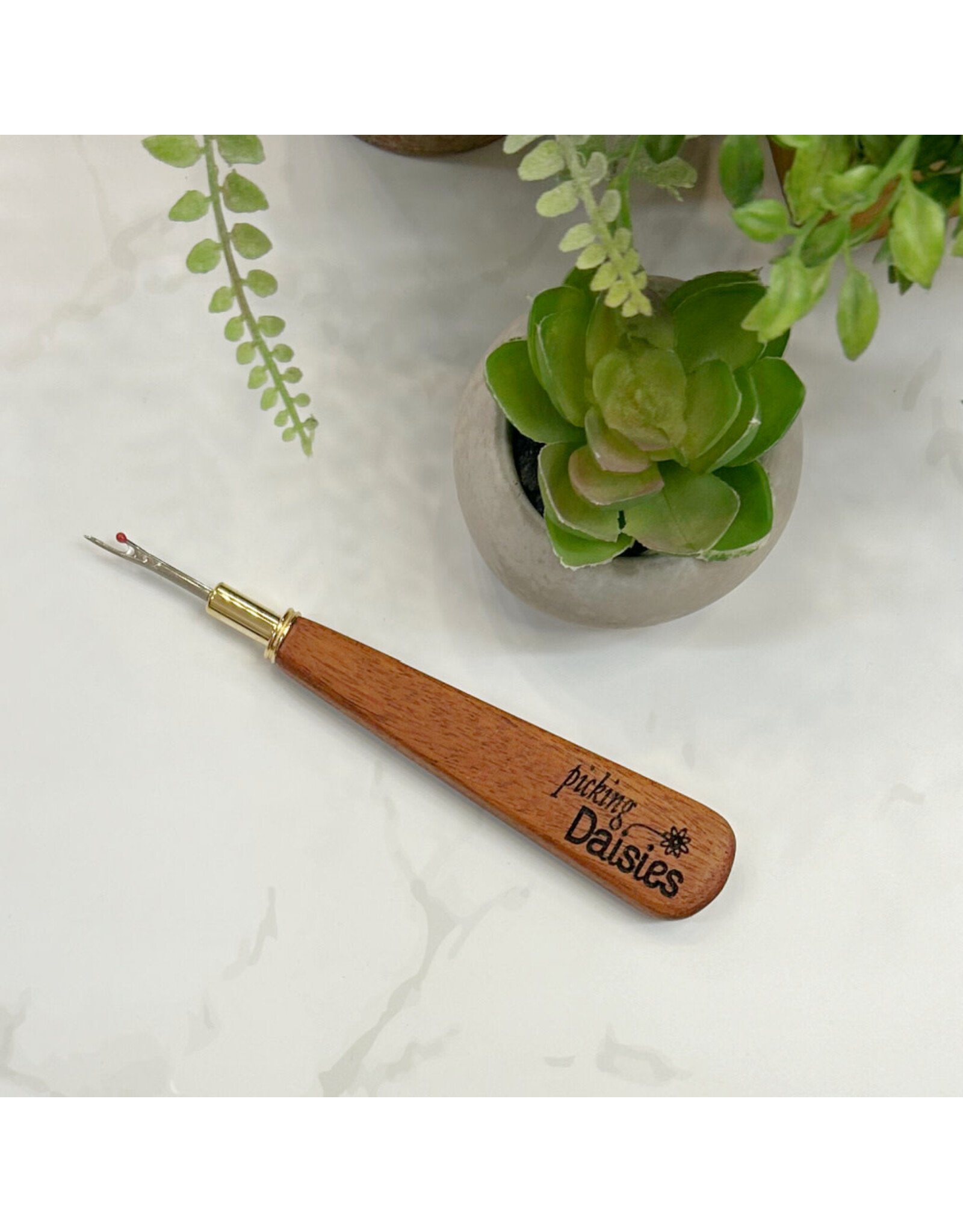 BoneYard Seam Ripper with Wood Handle, Picking Daisies