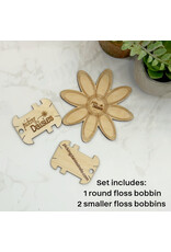 BoneYard Wooden Floss Bobbins, Set of 3, Picking Daisies