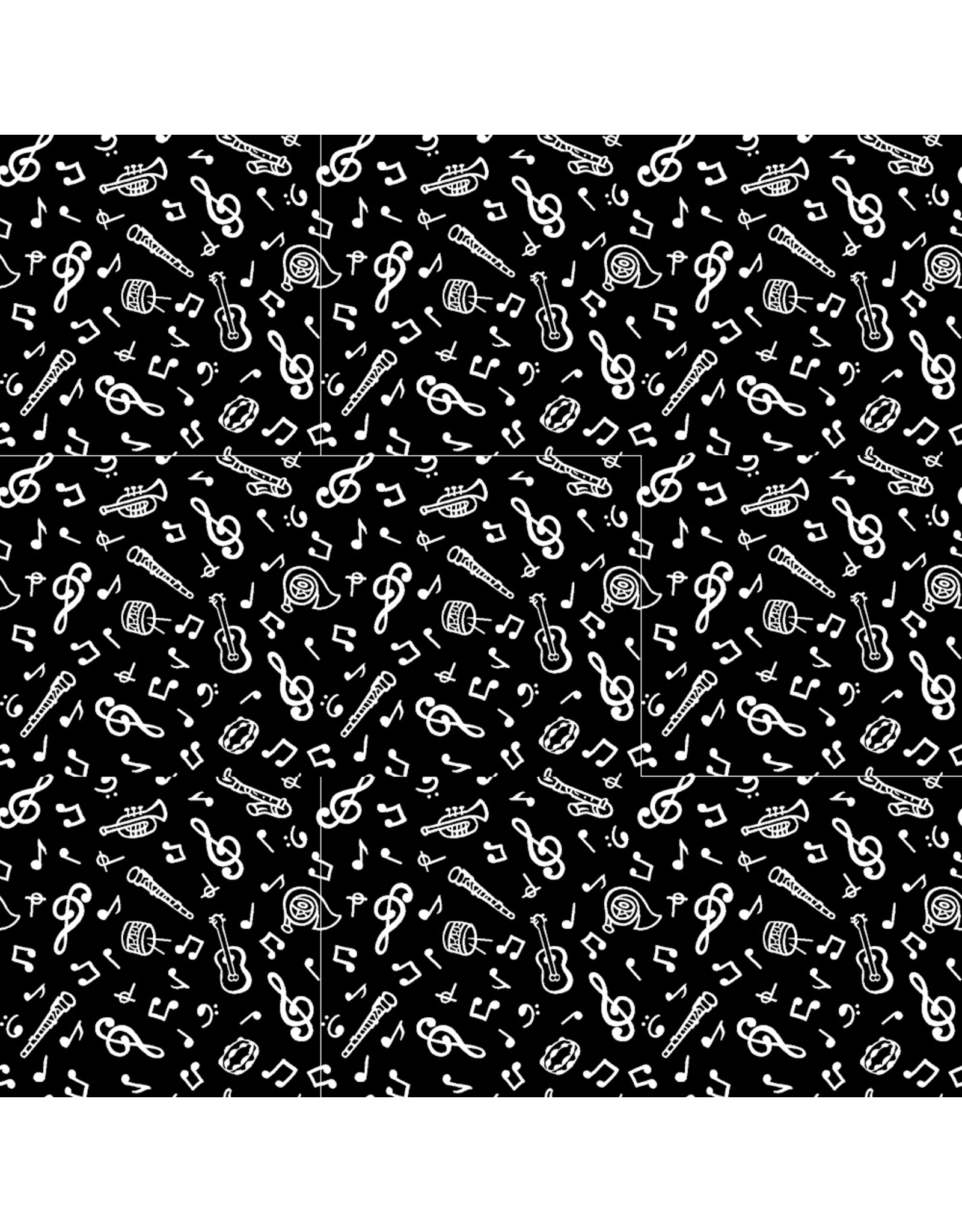 Freckle & Lollie Tidbits, Mini Music in Black, Fabric Half-Yards