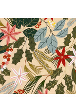Alexander Henry Fabrics Christmas Time, Merry Berry in Tea Dye, Fabric Half-Yards