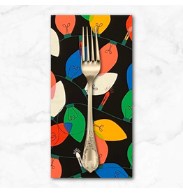 Christmas Collection Christmas Time, String of Lights in Black,  Dinner Napkin