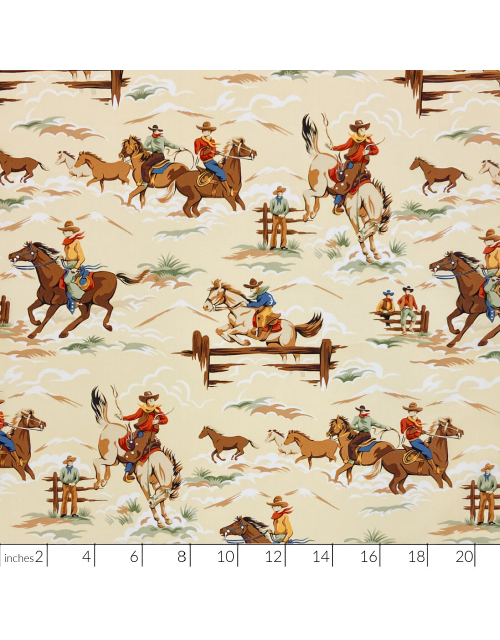 Alexander Henry Fabrics Santa Fe, The Way of the West in Natural, Fabric Half-Yards