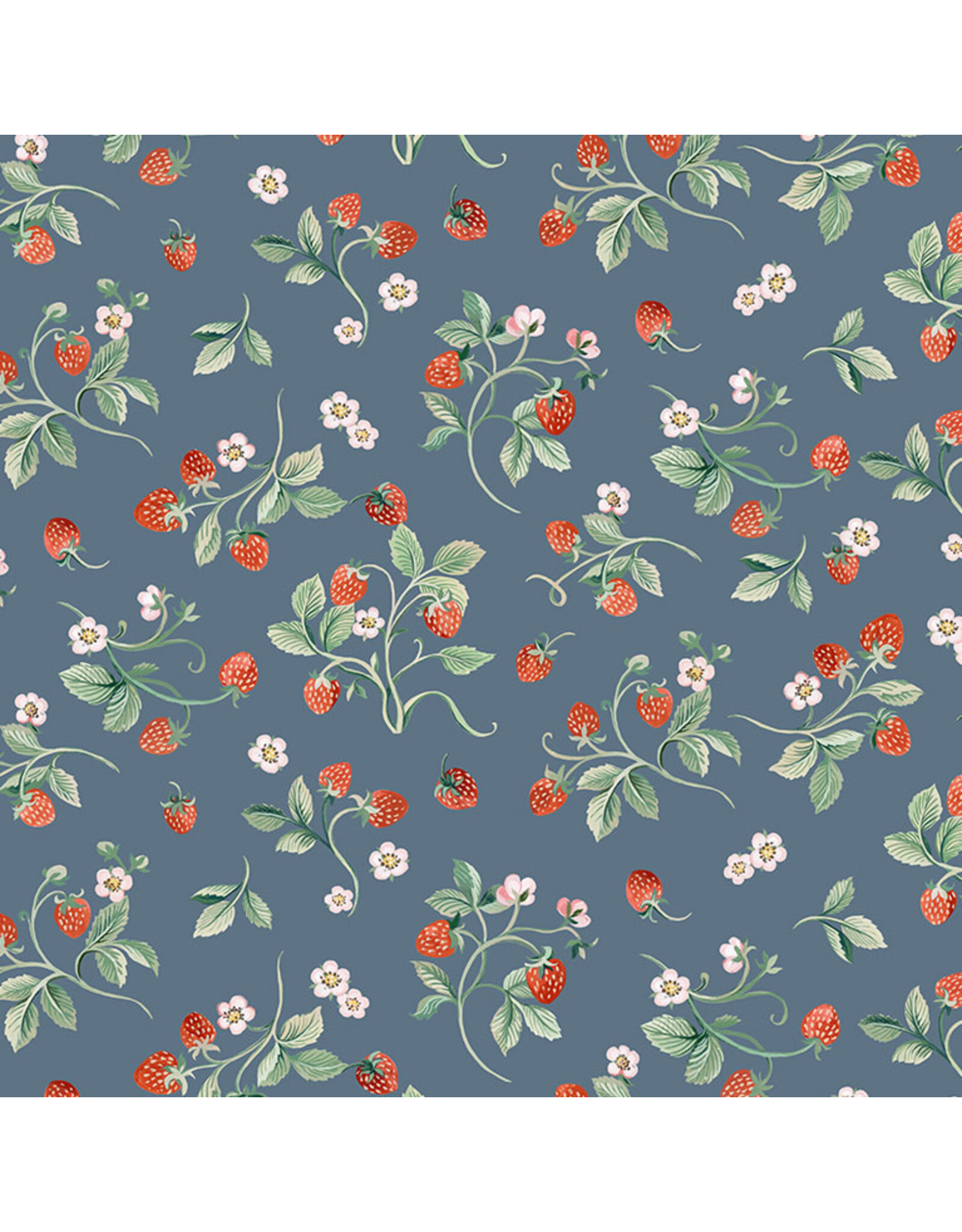 Windham Fabrics Robin, Strawberries in Denim, Fabric Half-Yards