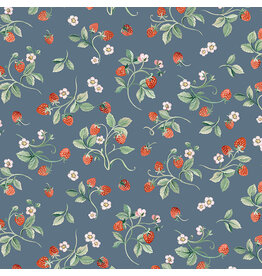 Windham Fabrics Robin, Strawberries in Denim, Fabric Half-Yards