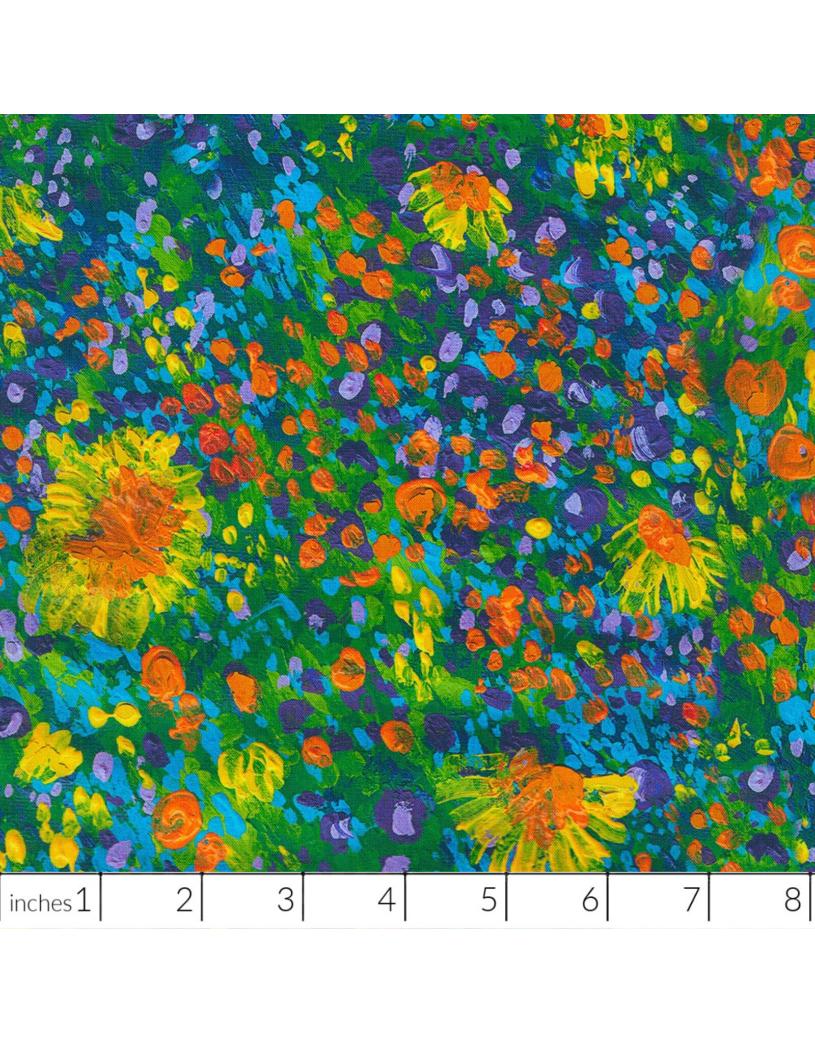 PD's Robert Kaufman Collection Painterly Petals Meadow, Garden in Orange Glow, Dinner Napkin