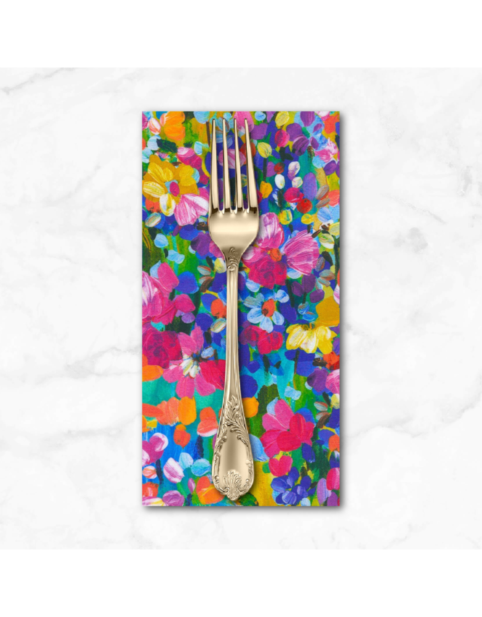 PD's Robert Kaufman Collection Painterly Petals Meadow, Nature in Multi Bright, Dinner Napkin
