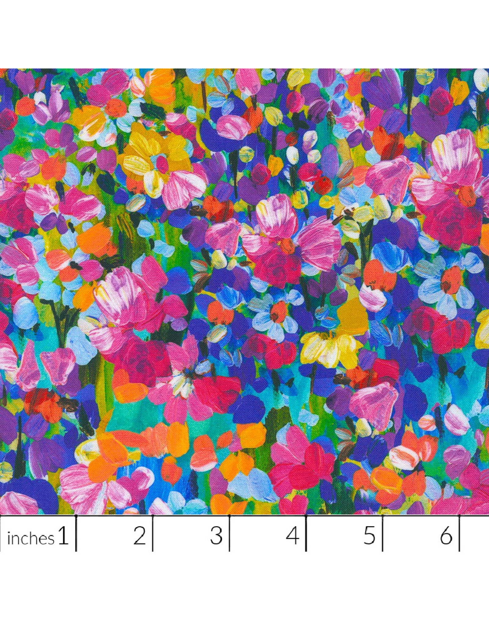 PD's Robert Kaufman Collection Painterly Petals Meadow, Nature in Multi Bright, Dinner Napkin