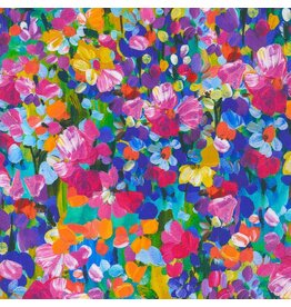 Robert Kaufman Painterly Petals Meadow, Nature in Multi Bright, Fabric Half-Yards