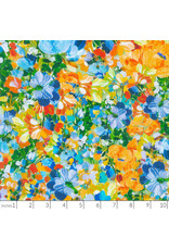 PD's Robert Kaufman Collection Painterly Petals Meadow, Nature in Orange & Blue, Dinner Napkin
