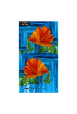 Northcott Wildflower,  Poppy in Electric Blue, 24" x 43" Fabric Panel