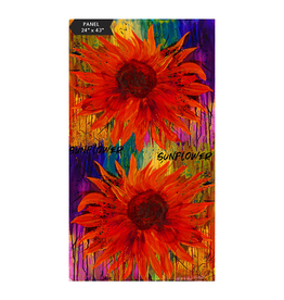 Northcott Wildflower,  Sunflower in Brick, 24" x 43" Fabric Panel